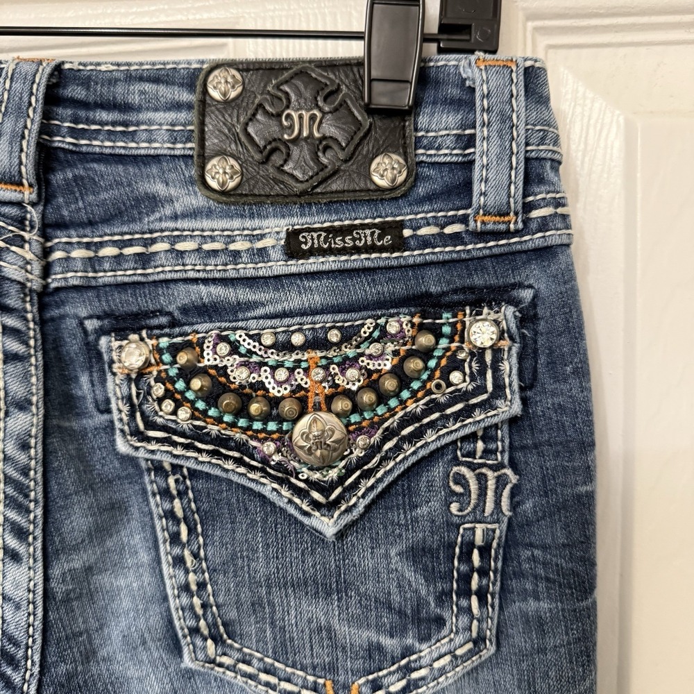 Miss Me Jeans Girls Size 16 Boot Cut JK7002B5 Rhinestones EUC - Picture 4 of 4